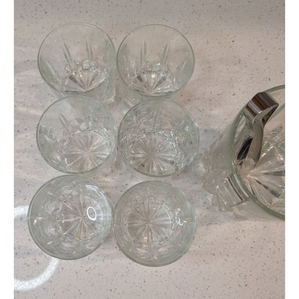 Clear Glass Ice Bucket Set 6 Glasses Italy-Made Tongs - Picture 6 of 16